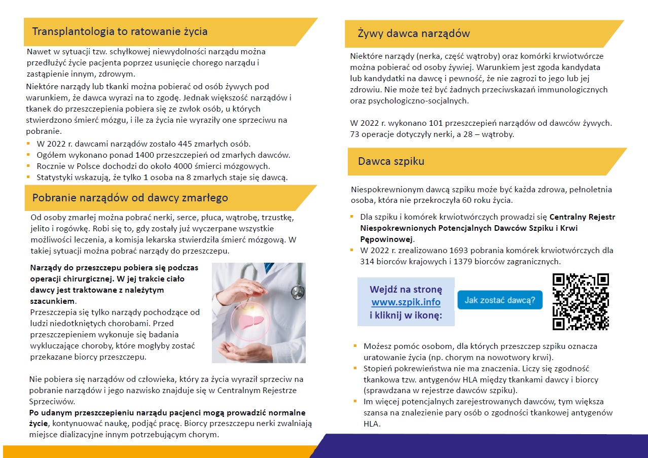 materiały promujące transplantologię jako ratowanie życia